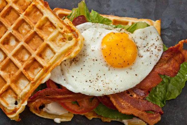 Savory Cheddar Waffle BLT with Egg