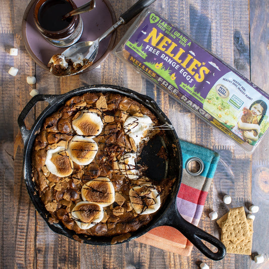 Brown Butter S'mores Skillet Cookie with Nellie's Free Range Eggs