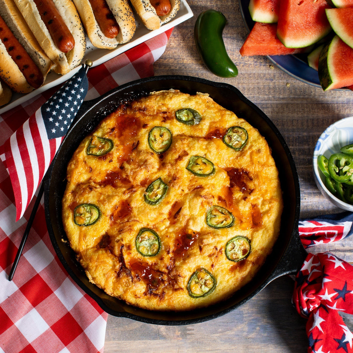 Cheesy Jalapeño Cornbread with Red Pepper Jelly Swirl - Nellie's Free Range