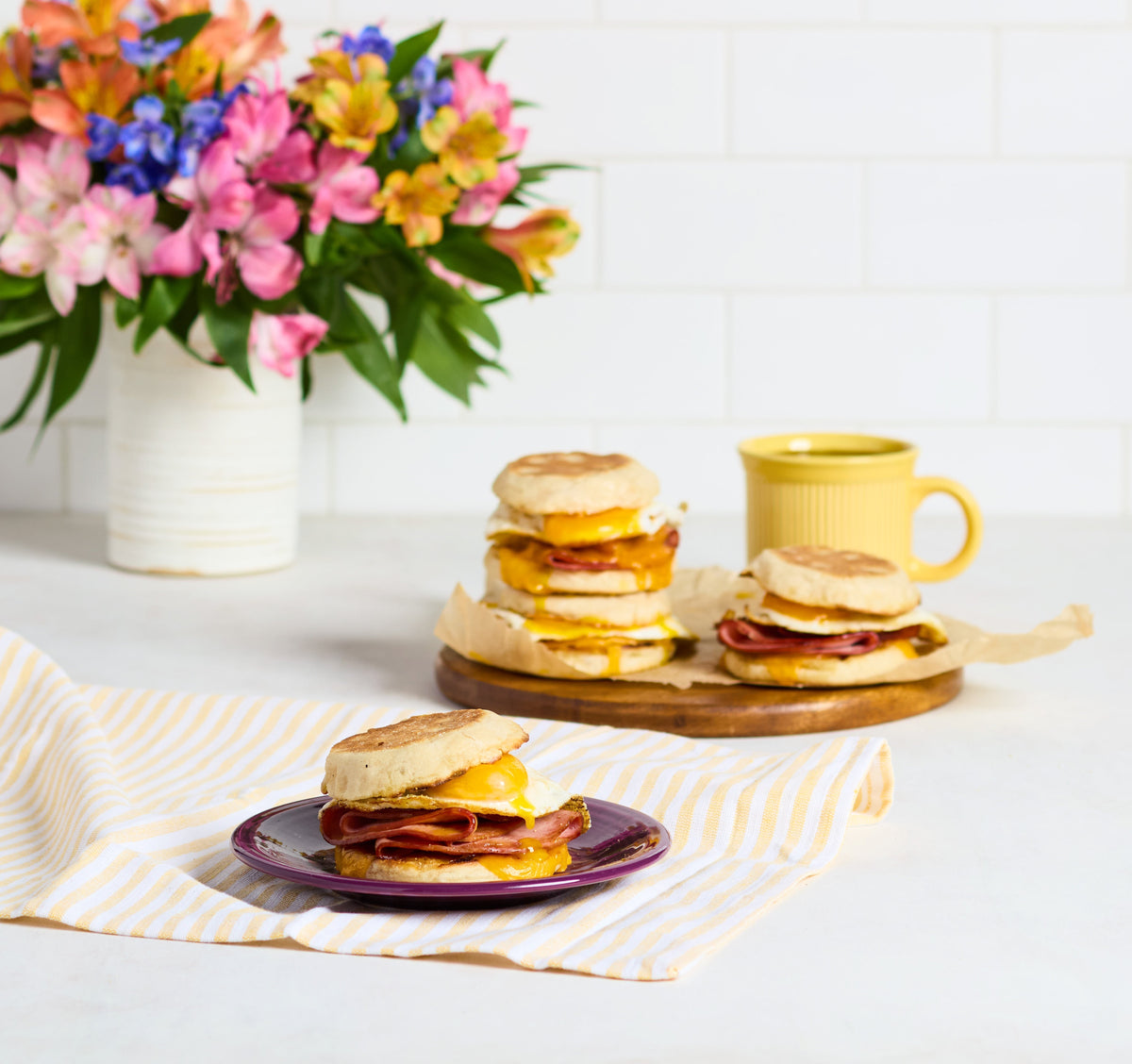 Classic Ham, Cheddar & Fried Egg Breakfast Sandwich