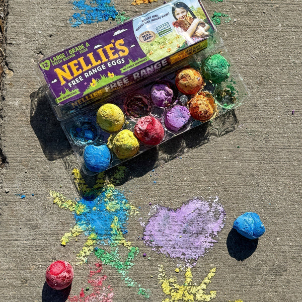 Egg-Shaped DIY Sidewalk Chalk with Nellie's Free Range
