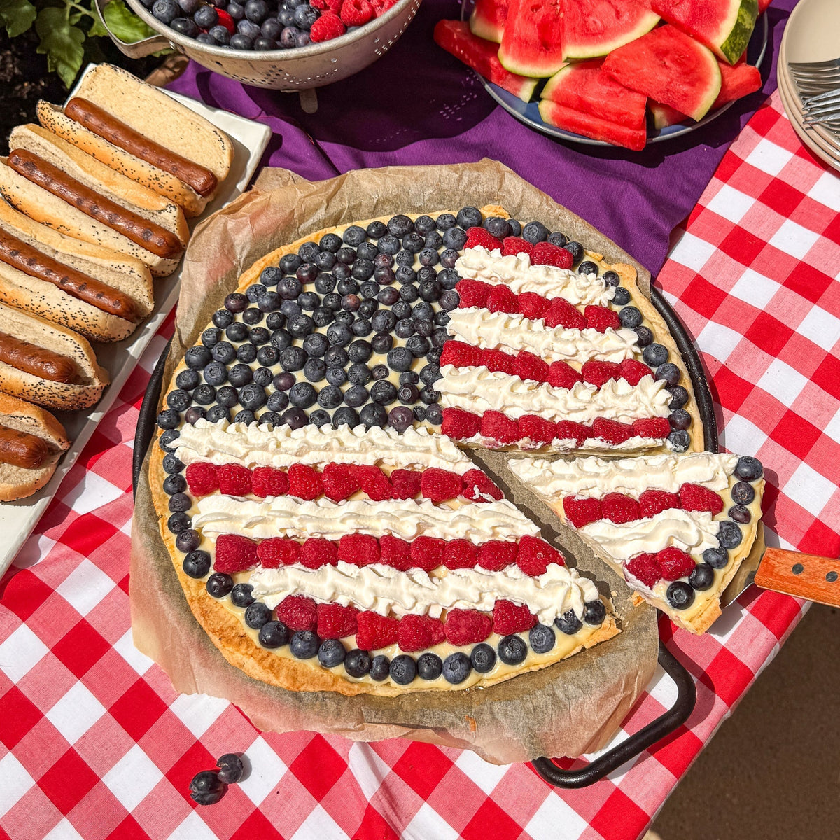 American Flag Fruit Pizza with Nellie's Free Range Eggs