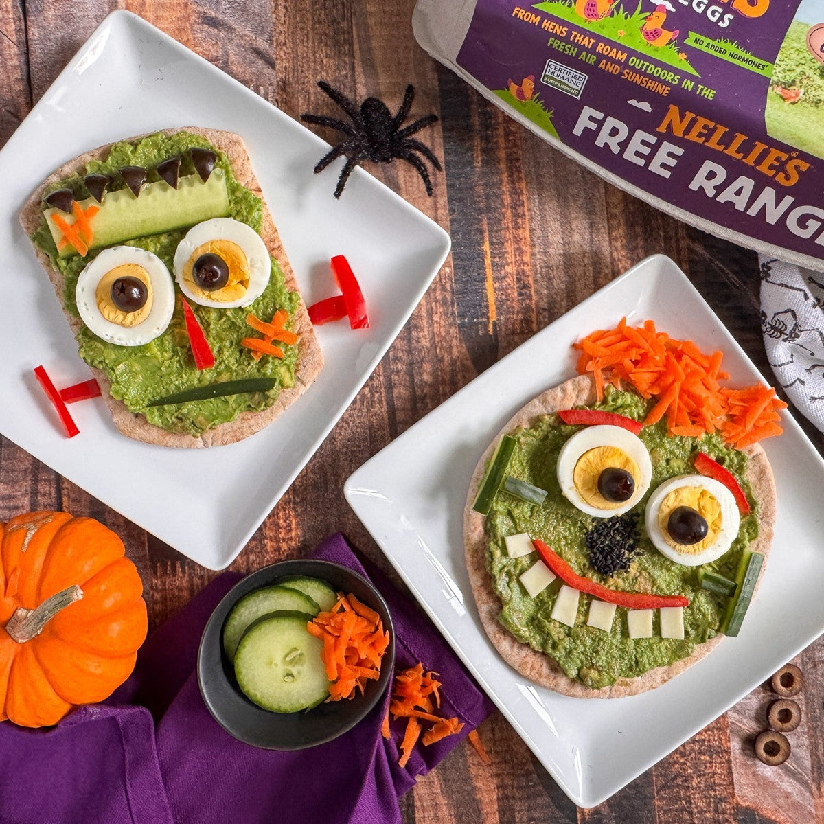 Frankenstein & Monster Avocado Toast with Nellie's Free Range Eggs