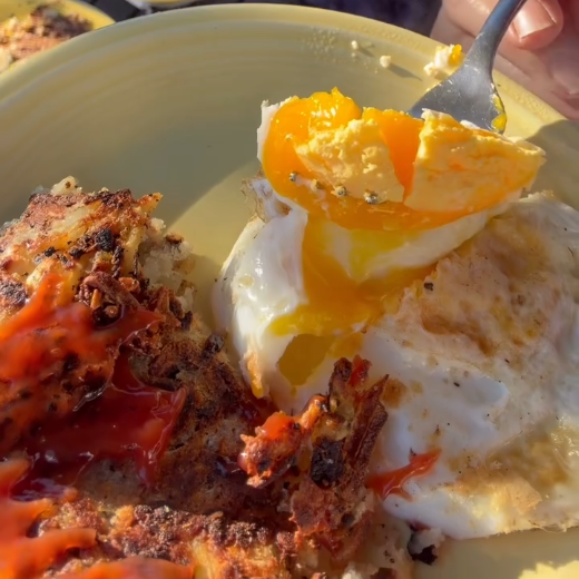 Fried Eggs and Crispy Hash Browns
