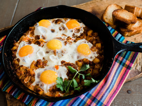 Baked Eggs with Chorizo and Potatoes