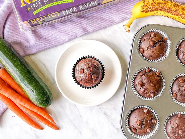 Chocolate Zucchini Carrot Muffins