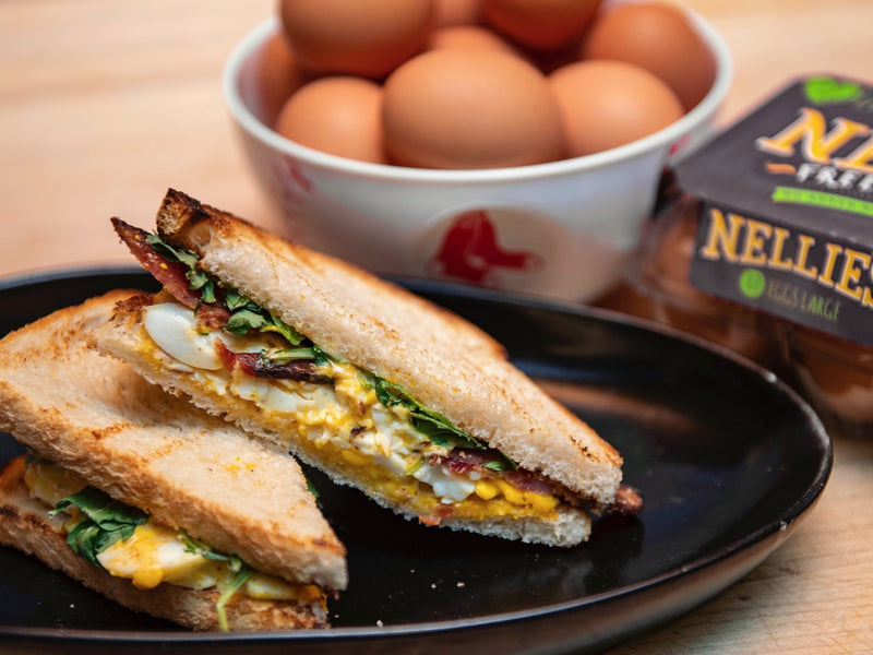 Egg Salad Sandwiches with Bacon and Arugula