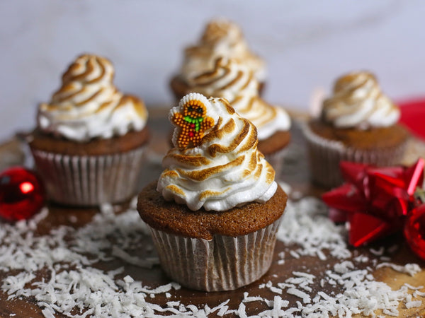 Gingerbread Cupcakes with Meringue Frosting