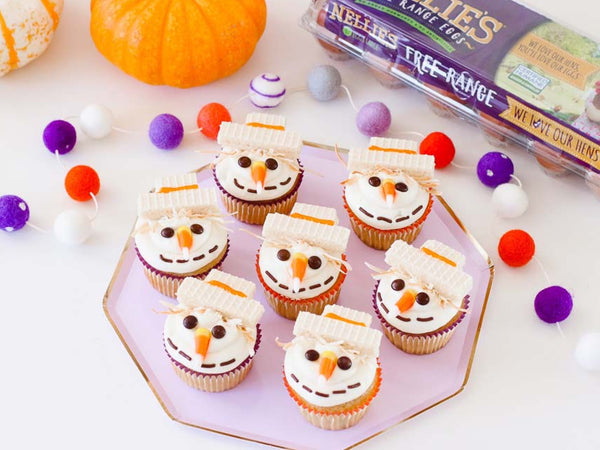 Pumpkin Spice Scarecrow Cupcakes