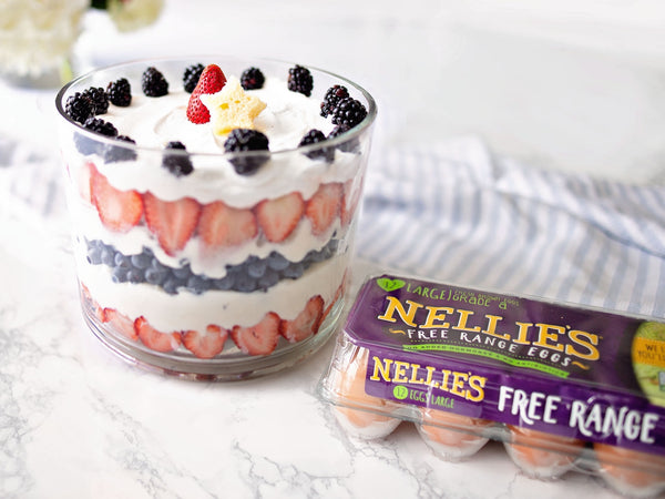Red, White, and Blue Almond Trifle