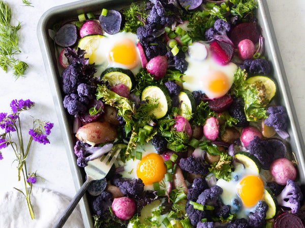 Sheet Pan Roasted Spring Veggies and Eggs