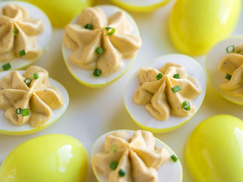 Yellow Turmeric Pickled Deviled Eggs With Creamy Curry Filling