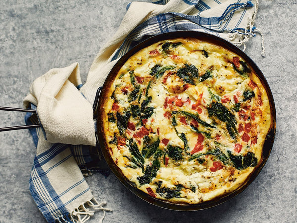 Spinach, Roasted Red Pepper, and Goat Cheese Frittata